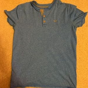 blue collar button down short sleeve